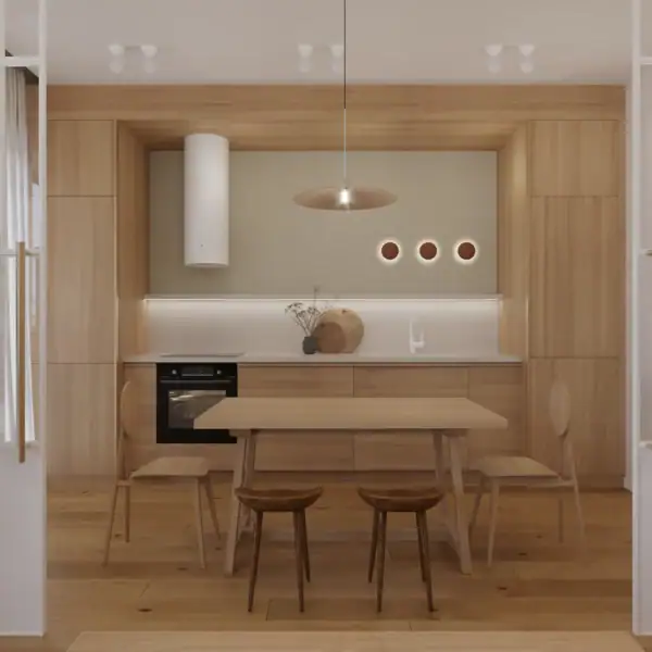 Bucătărie caldă și funcțională în lemn – design interior bucătărie București