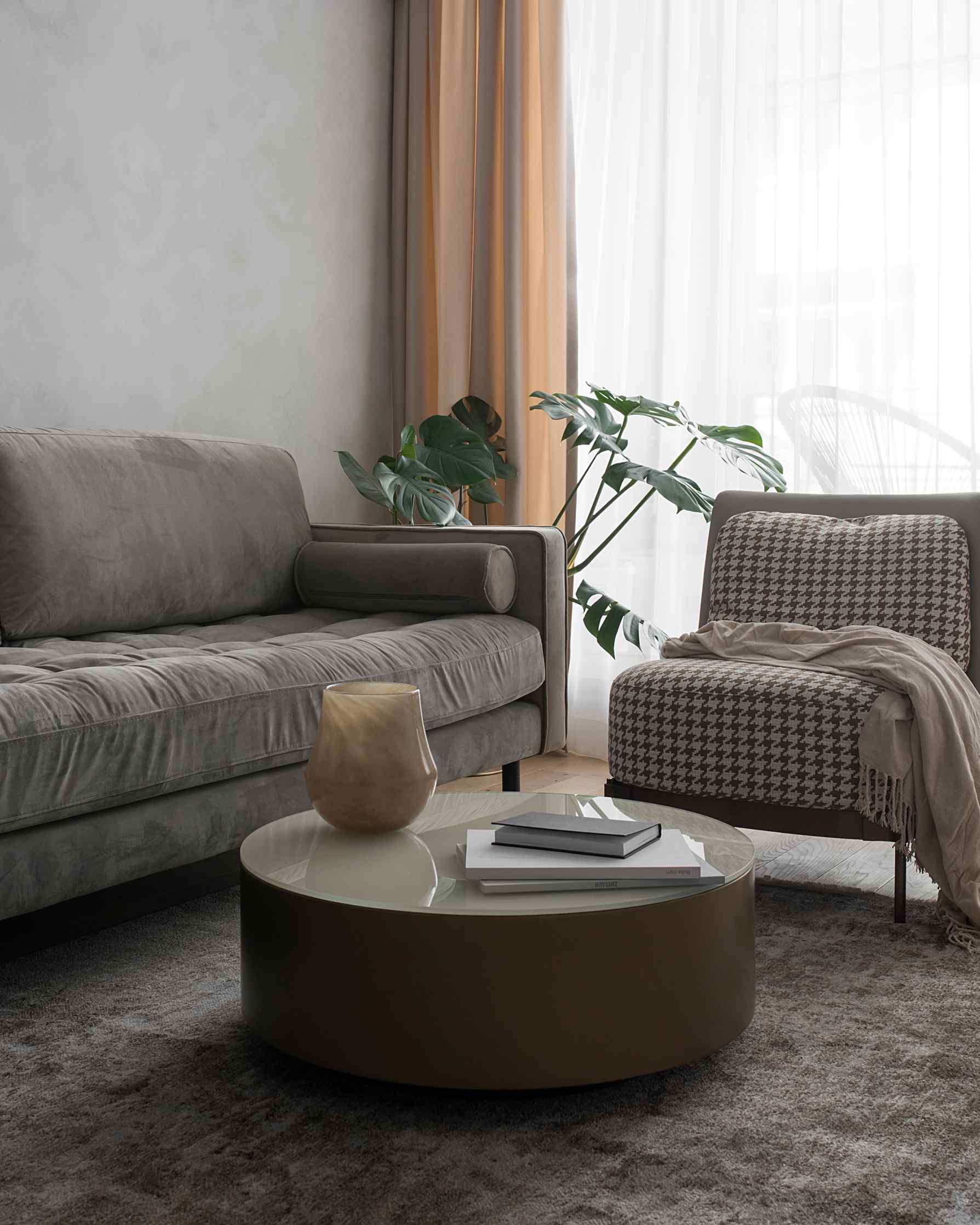 Living în stil art deco minimalist reintrepretat.